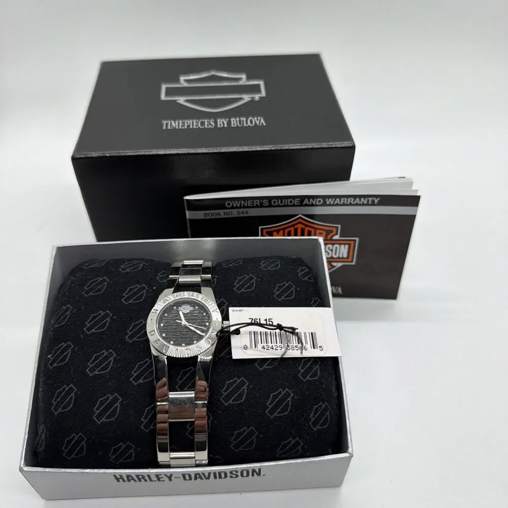 20034 Harley-Davidson Women's Bulova Silver Tone Metal Band Watch- 76L15- NIB
